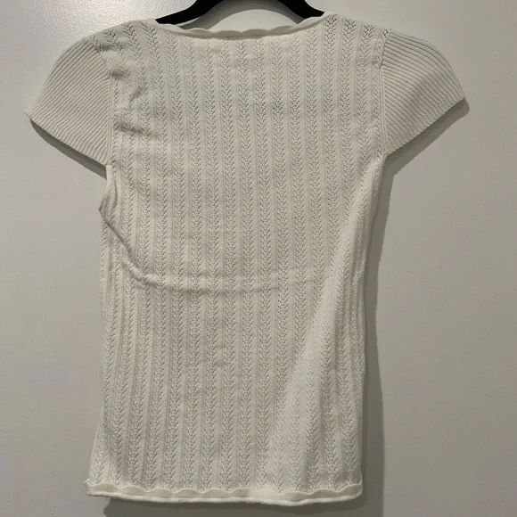 Aritzia Soloist Short-sleeve Cream Ribbed Knit Top - Picture 5 of 5